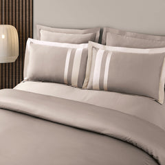 Malako Luxe: Oslo Collection 550TC Taupe Brown 100% Cotton Super King Size Bedding - MALAKO