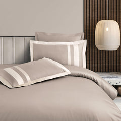 Malako Luxe: Oslo Collection 550TC Taupe Brown 100% Cotton Super King Size Bedding - MALAKO