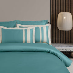 Malako Luxe: Oslo Collection 550TC Teal Green 100% Cotton Super King Size Bedding - MALAKO