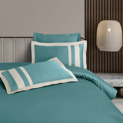 Malako Luxe: Oslo Collection 550TC Teal Green 100% Cotton Super King Size Bedding - MALAKO