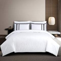 Malako Luxe: Oslo Collection 550TC White 100% Cotton Super King Size Bedding - MALAKO