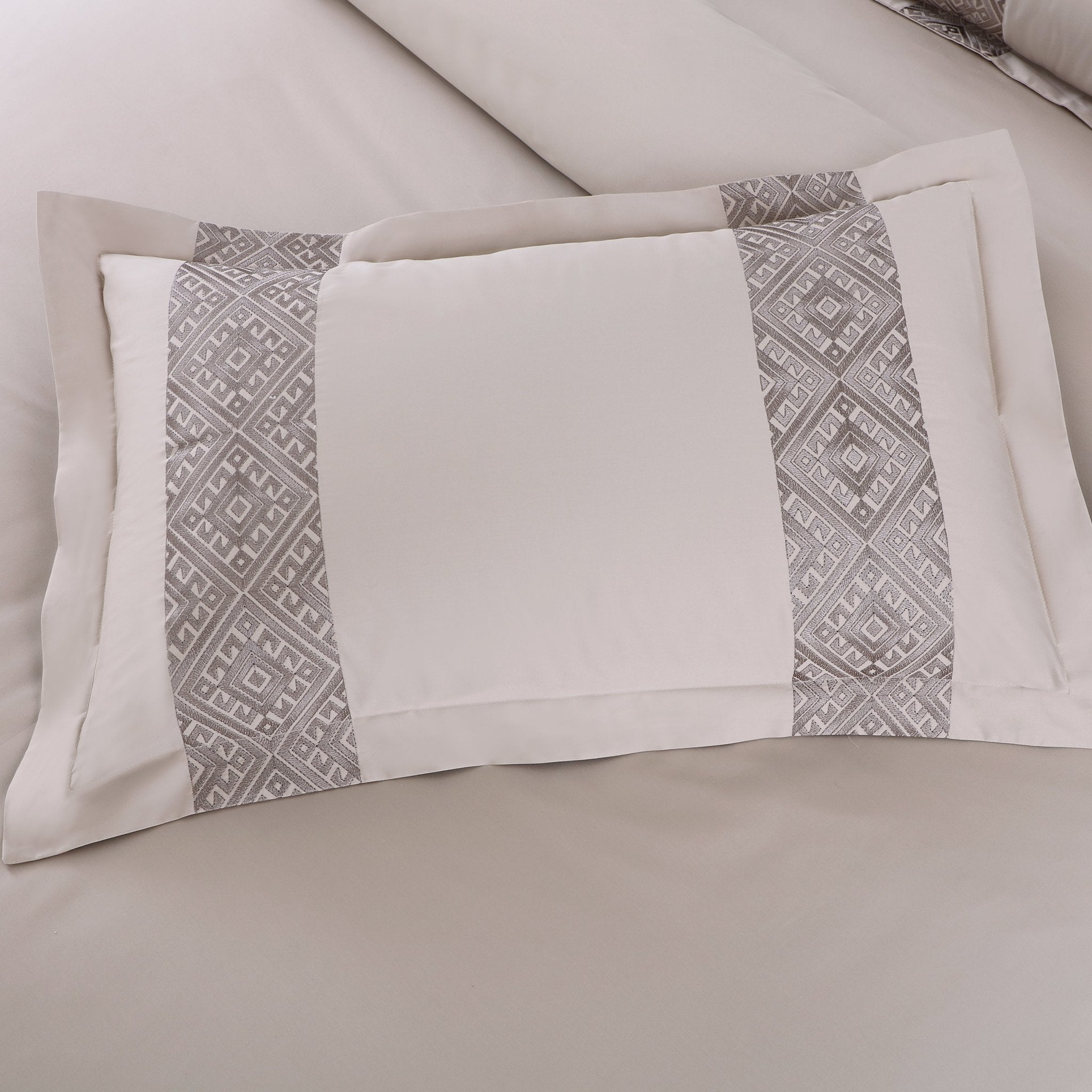 Malako Luxe Stitch & Dream: 550 TC Beige & Taupe Premium Embroidered Bedding - MALAKO