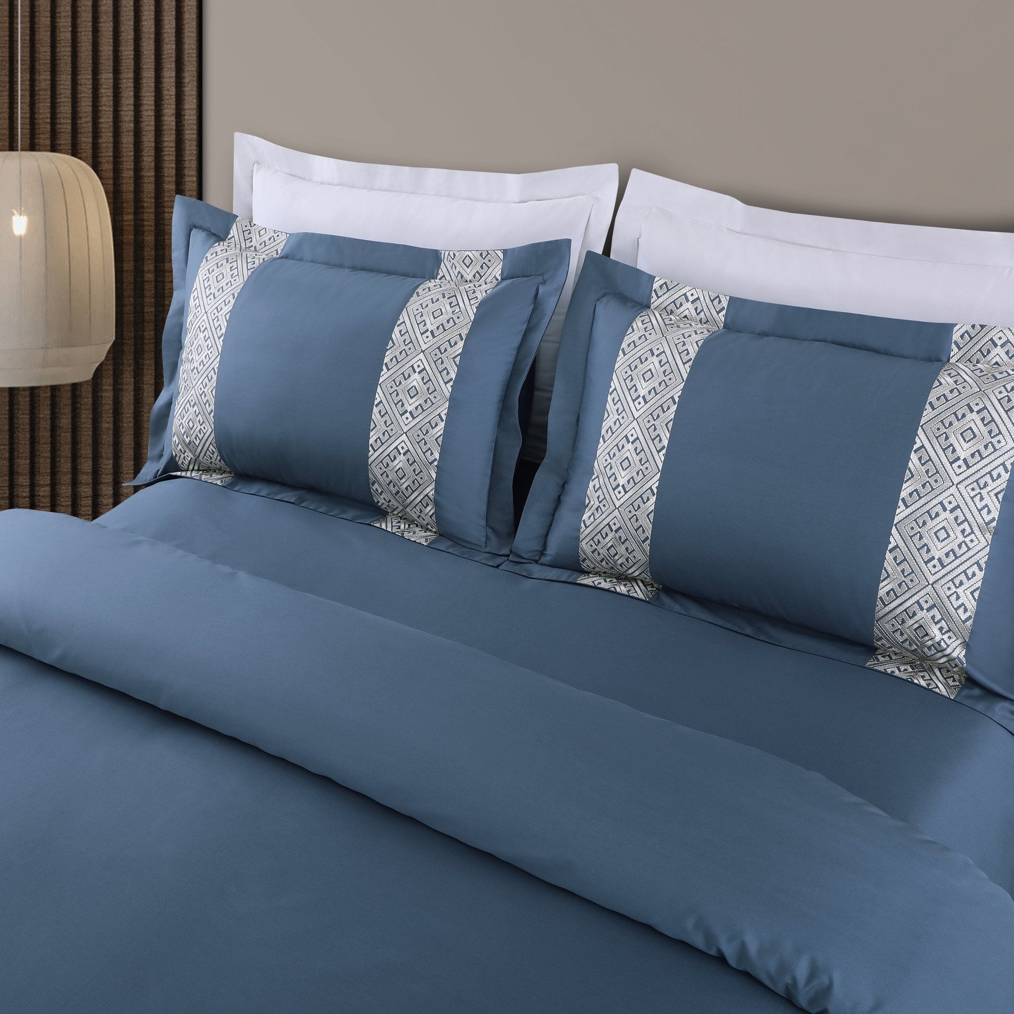 Malako Luxe Stitch & Dream: 550 TC Blue Premium Embroidered Bedding - MALAKO