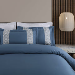 Malako Luxe Stitch & Dream: 550 TC Blue Premium Embroidered Bedding - MALAKO