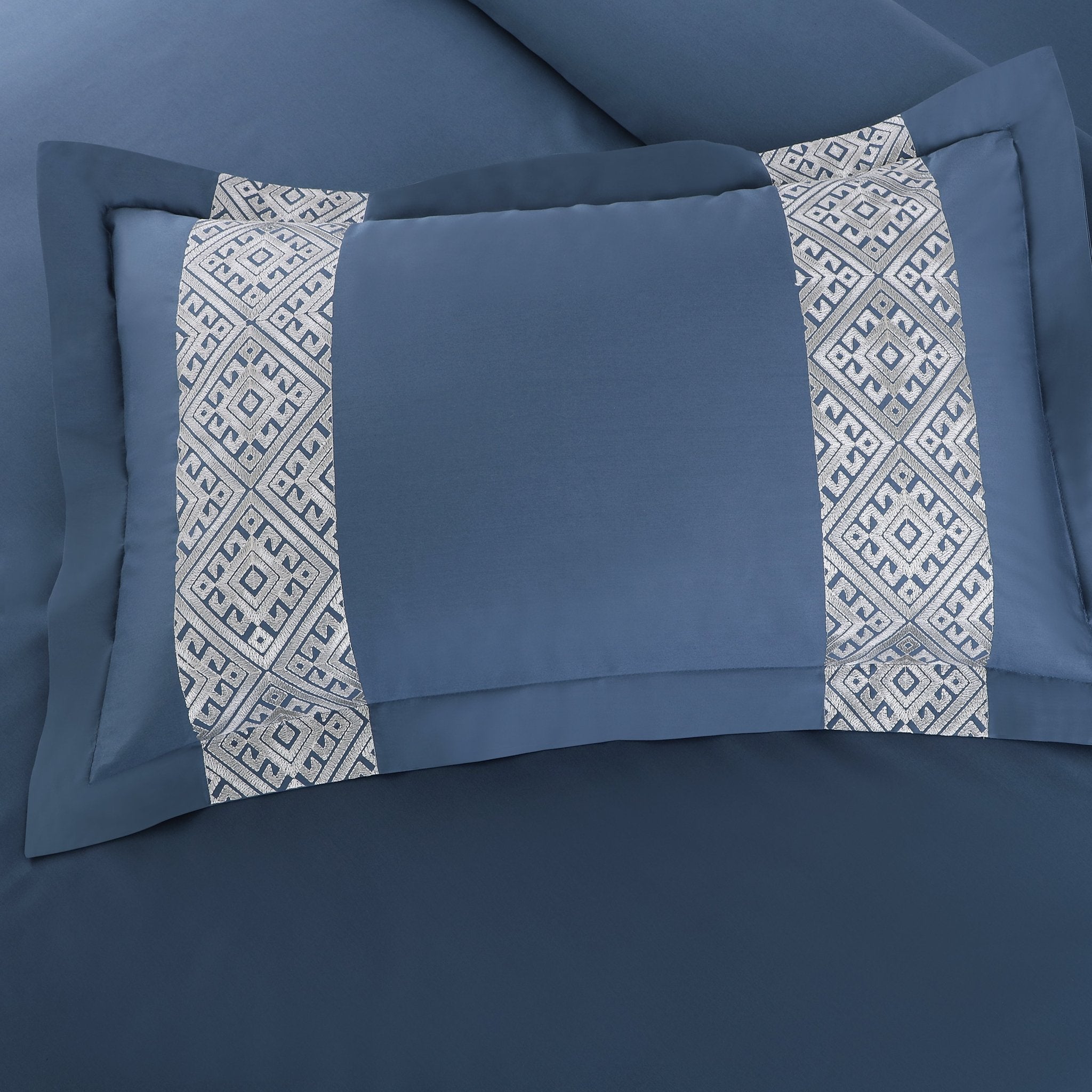 Malako Luxe Stitch & Dream: 550 TC Blue Premium Embroidered Bedding - MALAKO