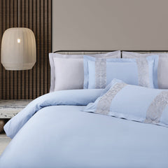 Malako Luxe Stitch & Dream: 550 TC Blue & Silver Premium Embroidered Bedding - MALAKO