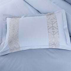 Malako Luxe Stitch & Dream: 550 TC Blue & Silver Premium Embroidered Bedding - MALAKO