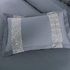 Malako Luxe Stitch & Dream: 550 TC Grey & Silver Premium Embroidered Bedding - MALAKO