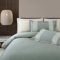 Malako Luxe Stitch & Dream: 550 TC Olive & Beige Premium Embroidered Bedding - MALAKO