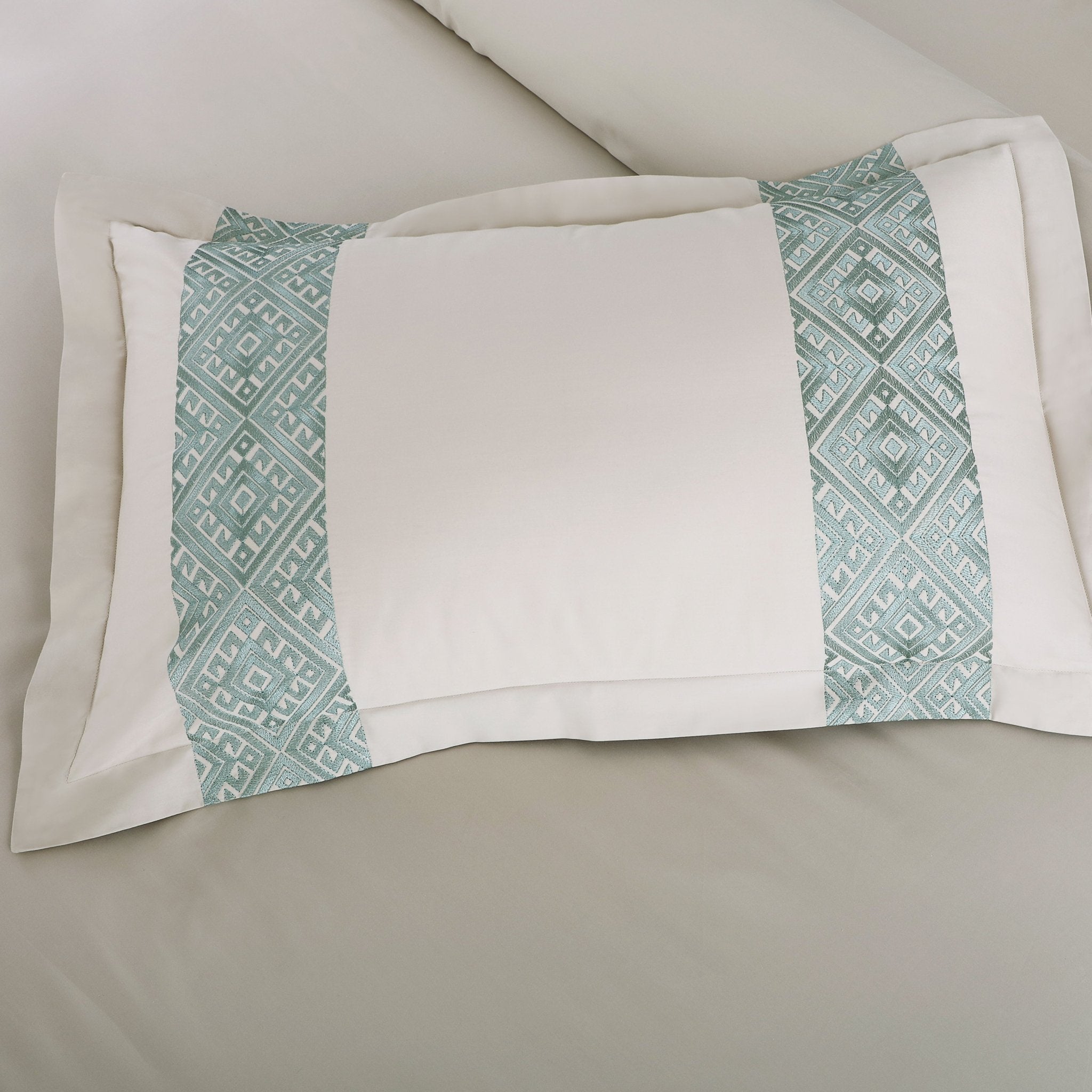 Malako Luxe Stitch & Dream: 550 TC Olive Beige Premium Embroidered Bedding - MALAKO