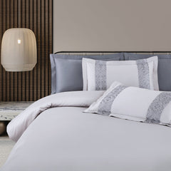 Malako Luxe Stitch & Dream: 550 TC Silver & Grey Premium Embroidered Bedding - MALAKO