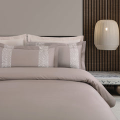 Malako Luxe Stitch & Dream: 550 TC Taupe & Beige Premium Embroidered Bedding - MALAKO