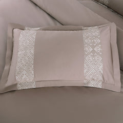 Malako Luxe Stitch & Dream: 550 TC Taupe & Beige Premium Embroidered Bedding - MALAKO