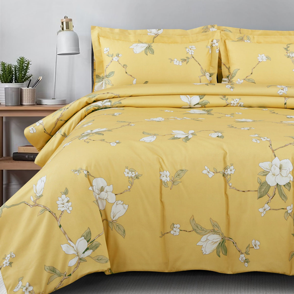 Malako Sion 100% Cotton Yellow Botanic King Size Bedding - MALAKO