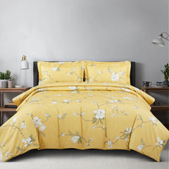 Malako Sion 100% Cotton Yellow Botanic King Size Bedding - MALAKO