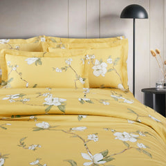 Malako Sion 100% Cotton Yellow Botanic King Size Bedding - MALAKO