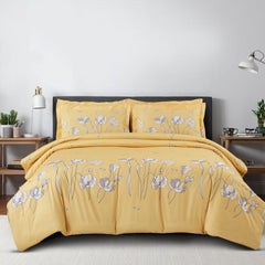 Malako Sion 100% Cotton Yellow Botanic King Size Bedding Set - MALAKO