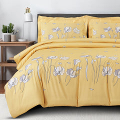 Malako Sion 100% Cotton Yellow Botanic King Size Bedding Set - MALAKO