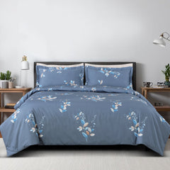 Malako Sion 500TC Egyptian Cotton Air Force Blue Botanic King Size Bedding Set - MALAKO