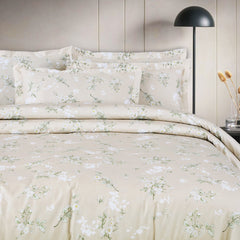 Malako Sion 500TC Egyptian Cotton Beige Floral Bedding - MALAKO