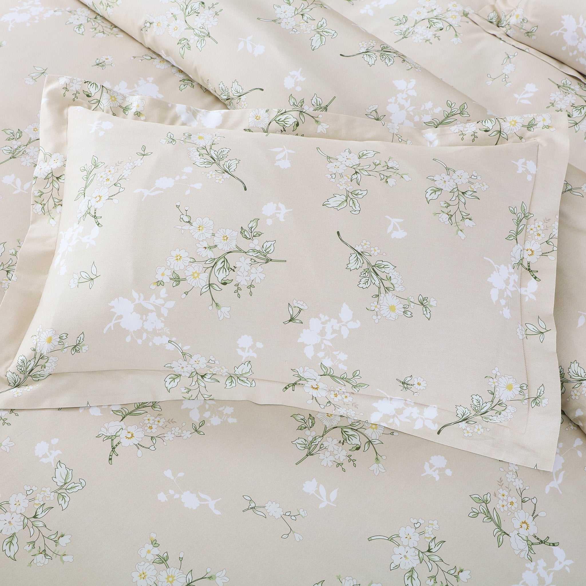 Malako Sion 500TC Egyptian Cotton Beige Floral Bedding - MALAKO