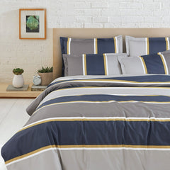 Malako Sion 500TC Egyptian Cotton Blue Geometrical King Size Bedding Set - MALAKO