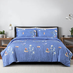 Malako Sion 500TC Egyptian Cotton French Blue Botanic King Size Bedding Set - MALAKO