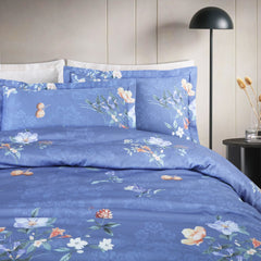 Malako Sion 500TC Egyptian Cotton French Blue Botanic King Size Bedding Set - MALAKO