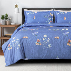 Malako Sion 500TC Egyptian Cotton French Blue Botanic King Size Bedding Set - MALAKO