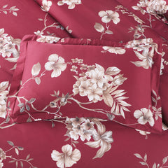 Malako Sion 500TC Egyptian Cotton Red Botanic King Size Bedding Set - MALAKO