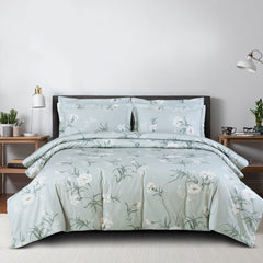 Malako Sion 500TC Egyptian Cotton Sage Green Botanic King Size Bedding Set - MALAKO