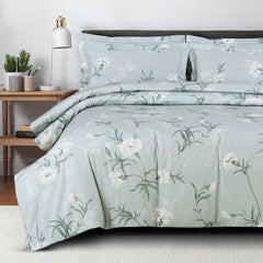 Malako Sion 500TC Egyptian Cotton Sage Green Botanic King Size Bedding Set - MALAKO