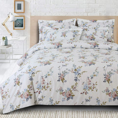 Malako Sion 500TC Egyptian Cotton White Floral King Size Bedding Set - MALAKO