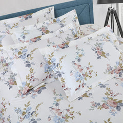 Malako Sion 500TC Egyptian Cotton White Floral King Size Bedding Set - MALAKO