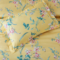 Malako Sion 500TC Egyptian Cotton Yellow Floral King Size Bedding Set - MALAKO