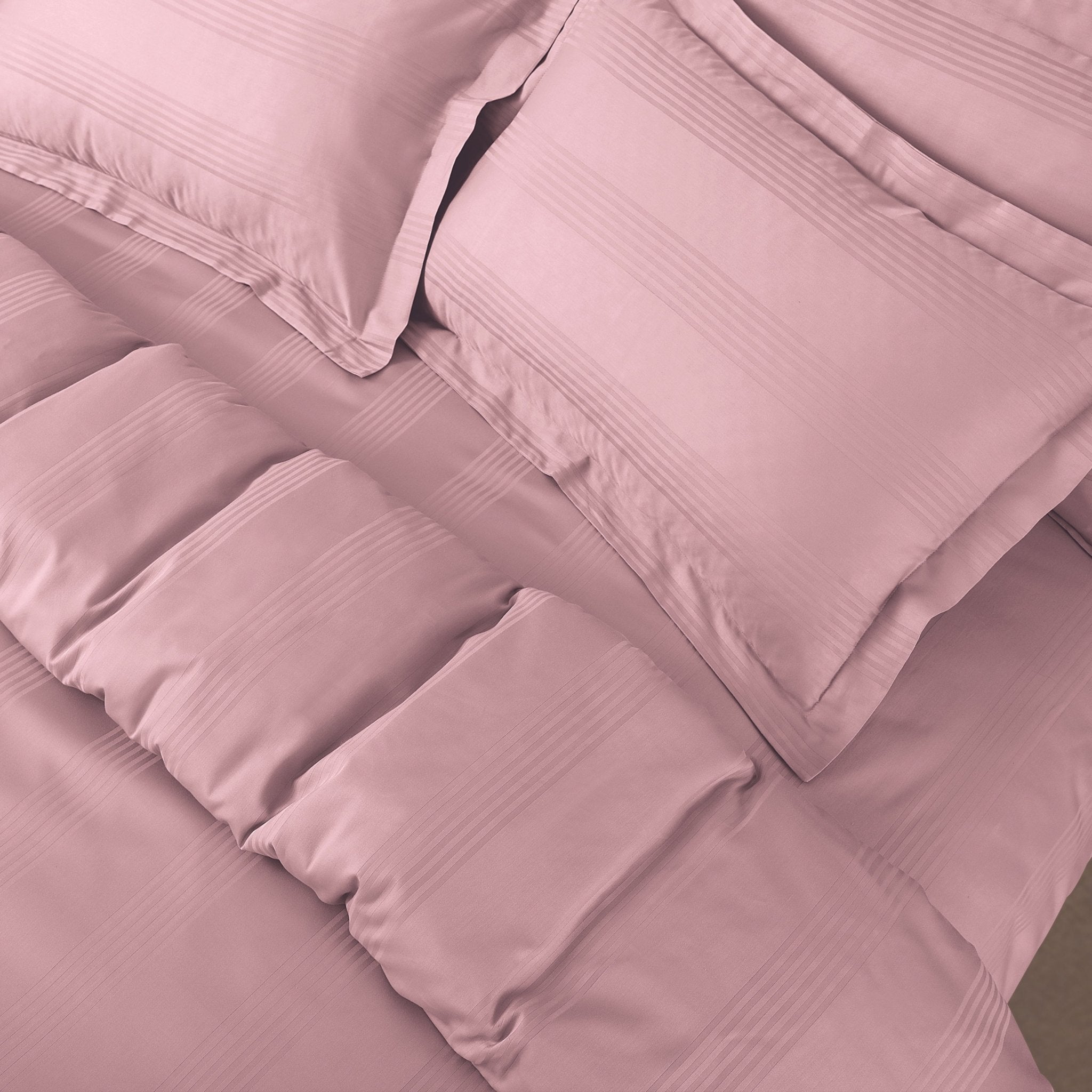 Malako Turin Jacquard Stripes 500 TC 100% Cotton King Size Bed Sheets/Duvet Covers - MALAKO