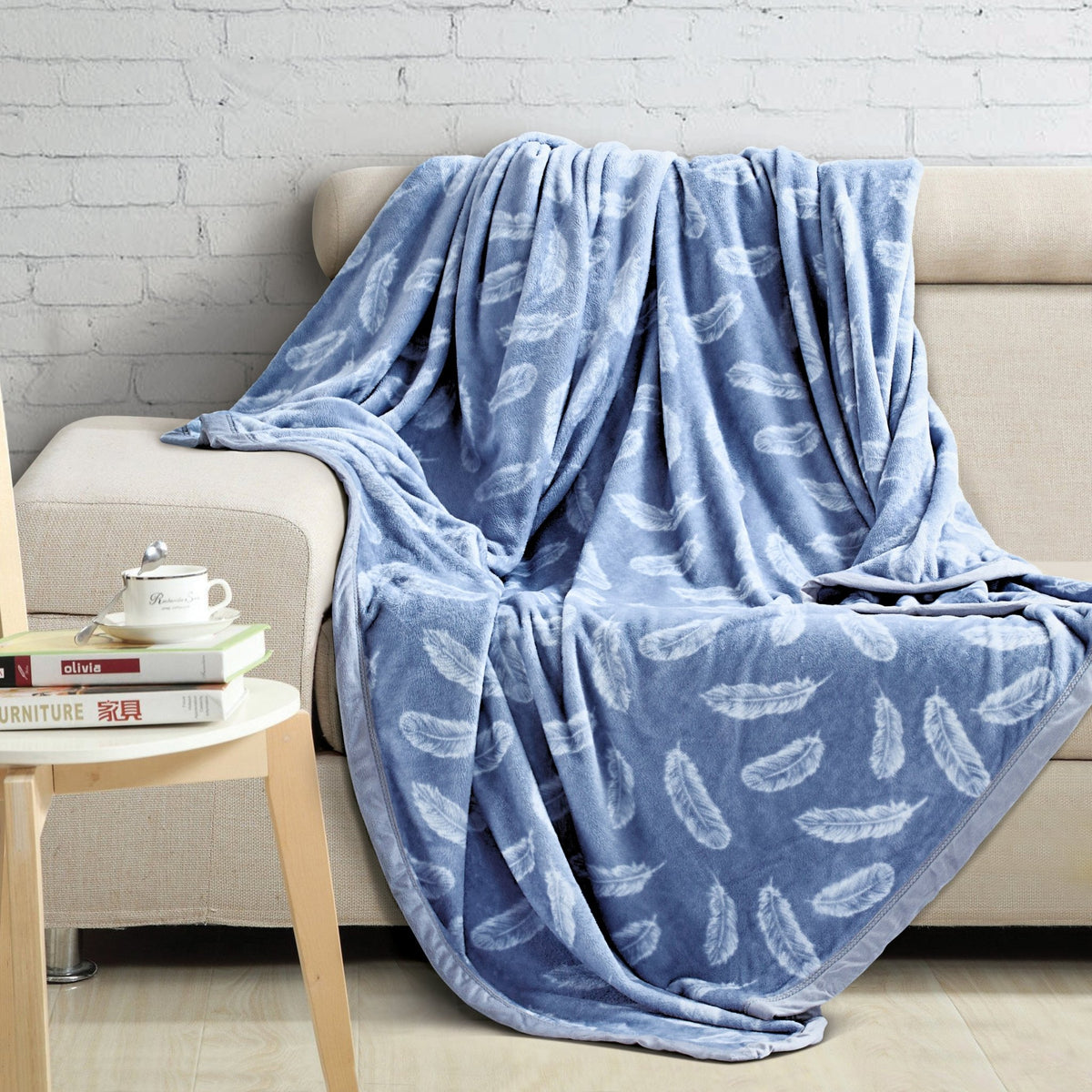 Single Bed Size: Malako Plush Blue AC Blanket - MALAKO