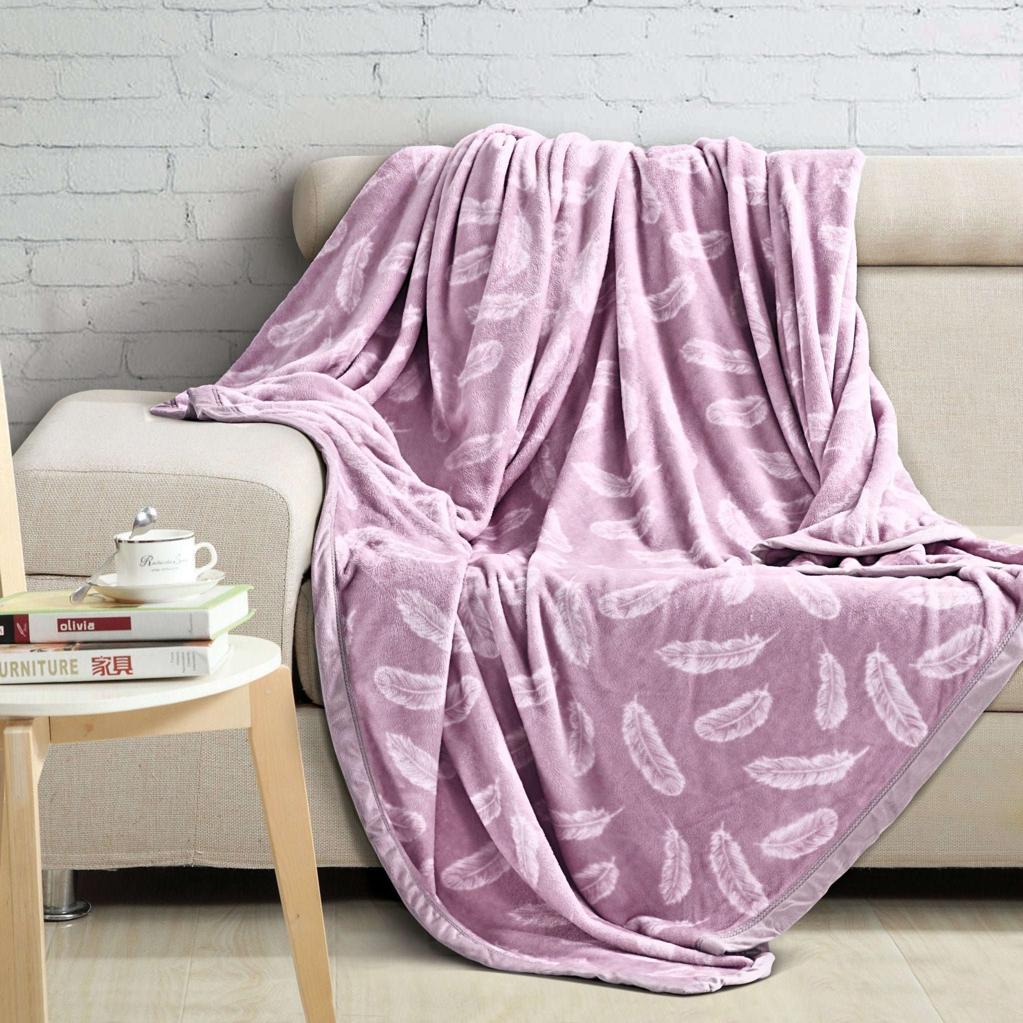 Single Bed Size: Malako Plush Mauve AC Blanket - MALAKO