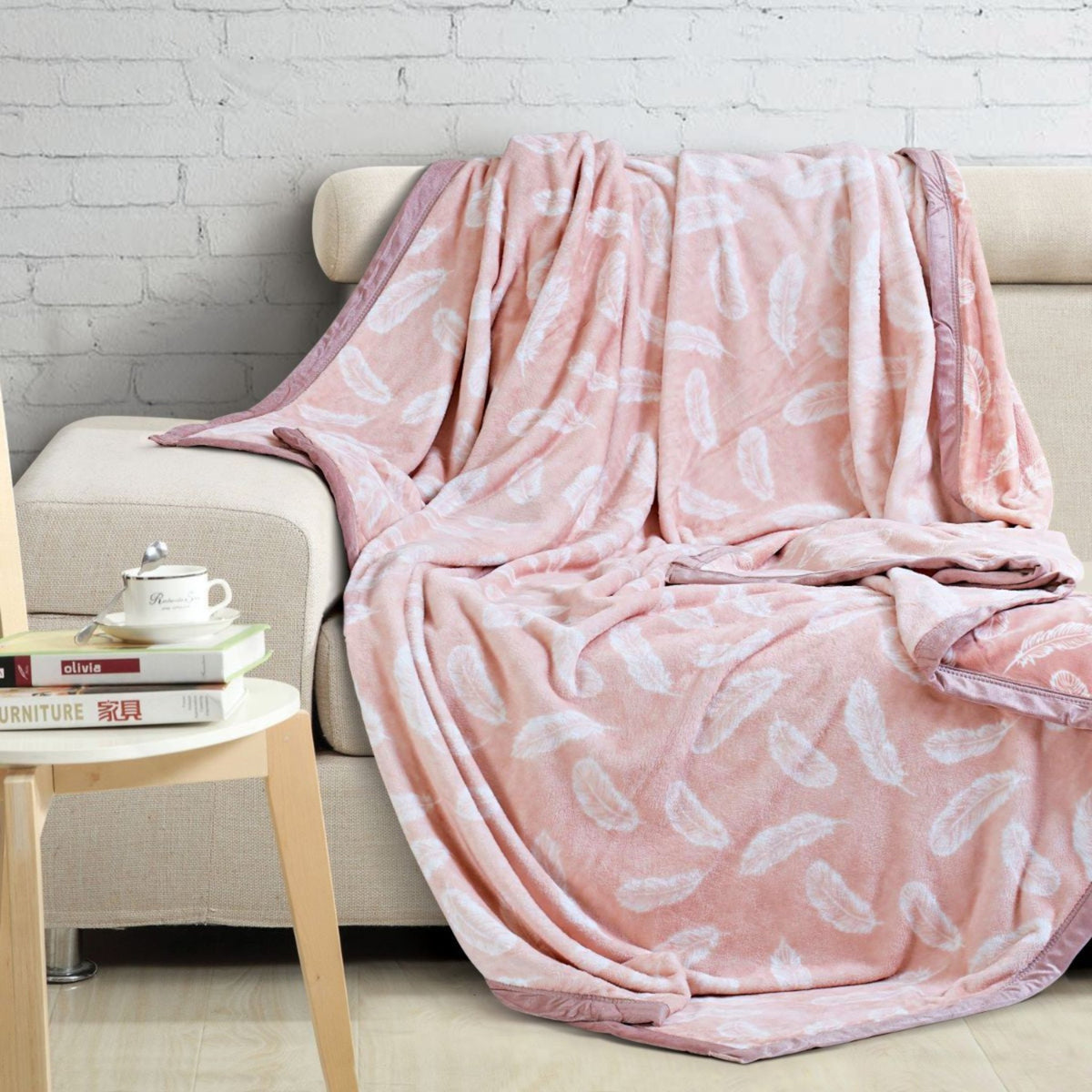 Single Bed Size: Malako Plush Peach AC Blanket - MALAKO