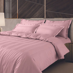 Turin Jacquard Blush Pink Stripes 500 TC 100% Cotton King Size Duvet Cover - MALAKO