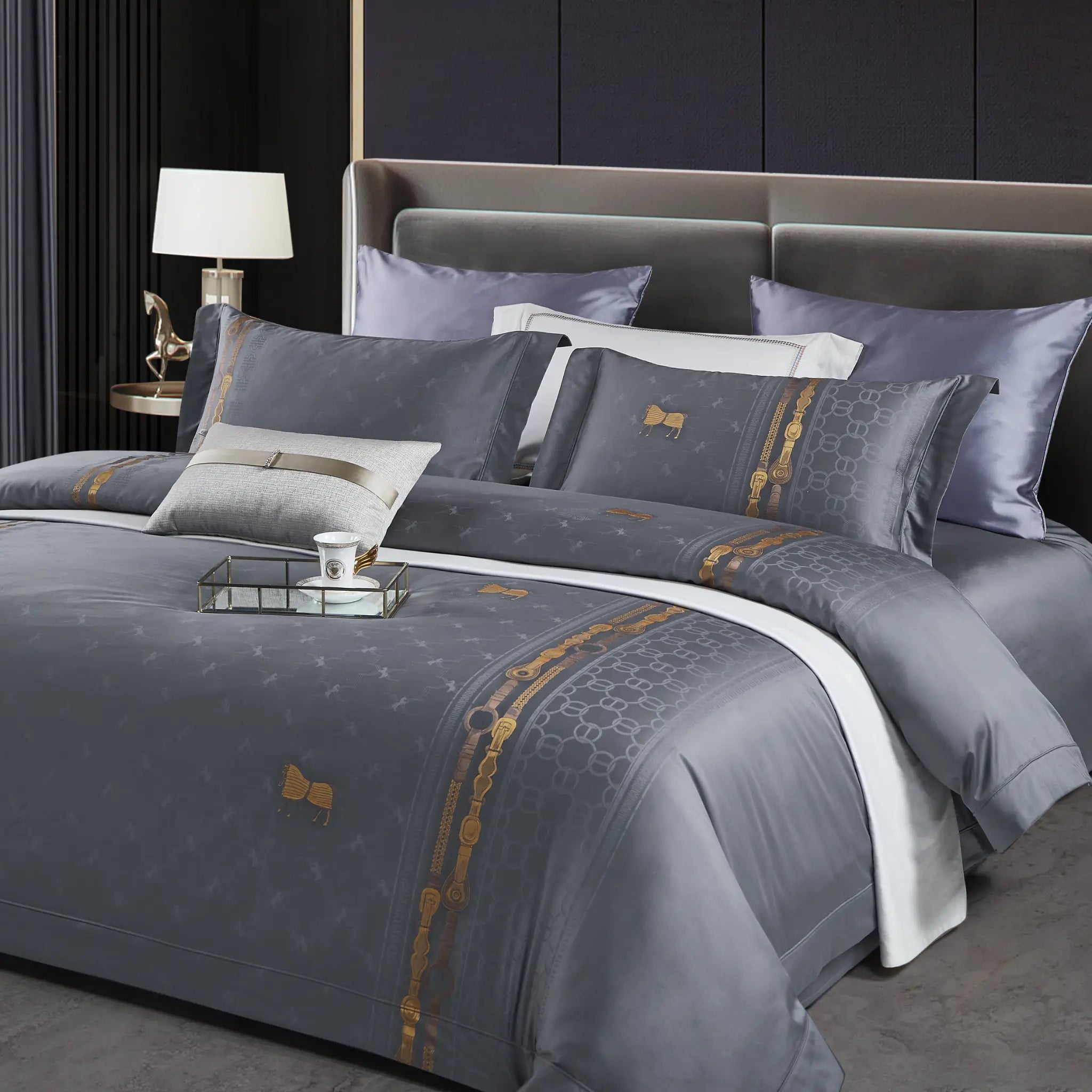 Plain Egyptian Cotton Grey Bedsheet Set, For Home, Size: 102 X 108 Inch at  Rs 1600/set in Indore