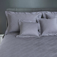 Malako Kairo 500 TC Pearl River Grey Solid King Size 100% Cotton Quilted Bed Cover Set - MALAKO