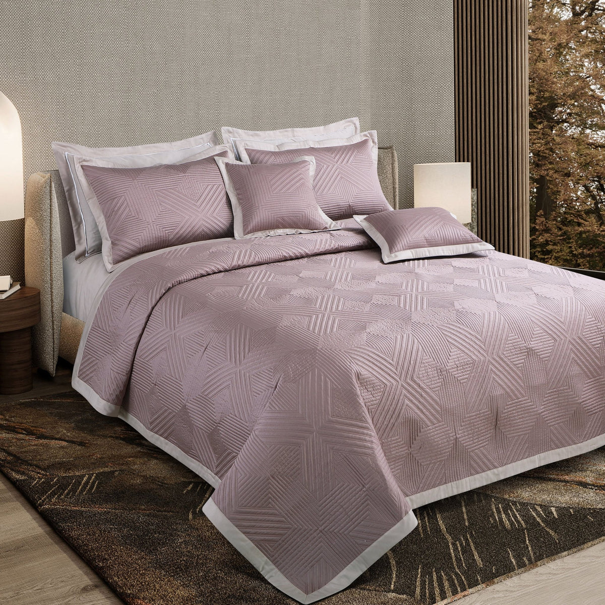 Malako Kairo 500 TC Wine Solid King Size 100% Cotton Bedspread - MALAKO