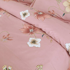 Malako Sion 500TC Egyptian Cotton Baby Pink Botanic Bed Sheet/Comforter Set - MALAKO