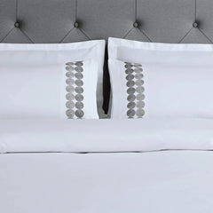 Malako Vibrant Embroidery 500 TC White King Size 100% Cotton Bed Sheet With 2 Embroidered Pillow Covers - MALAKO