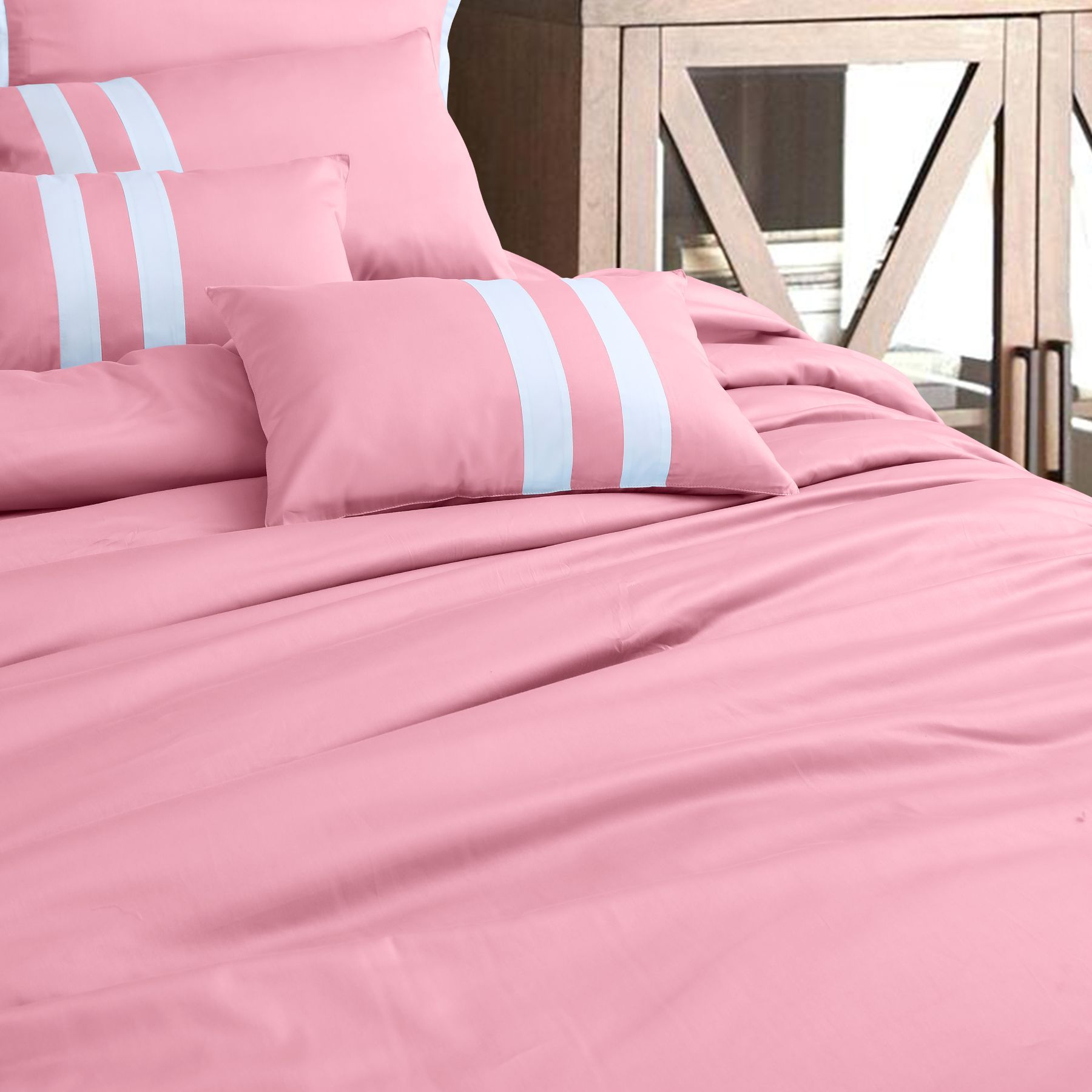 Malako Vivid Solid Duvet Cover Set - Pink 100% Cotton King Size Duvet Set –  MALAKO